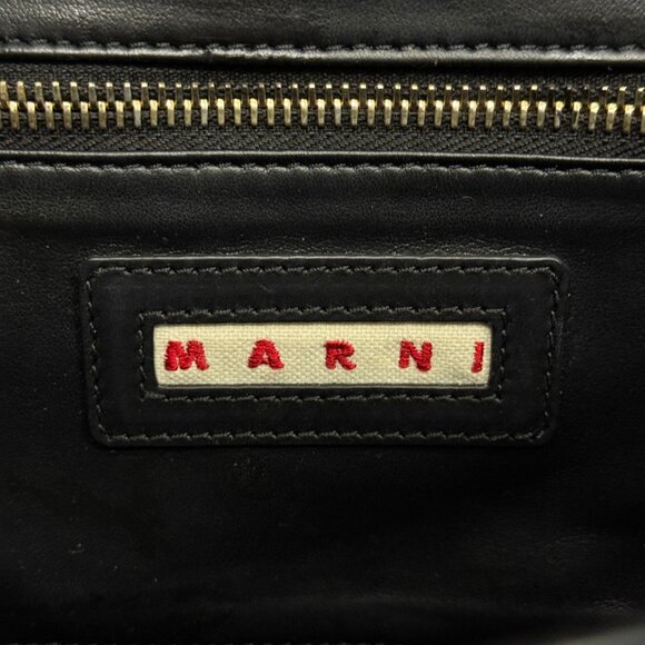MARNI black leather gold brass frame crossbody shoulder bag - Picture 11 of 12